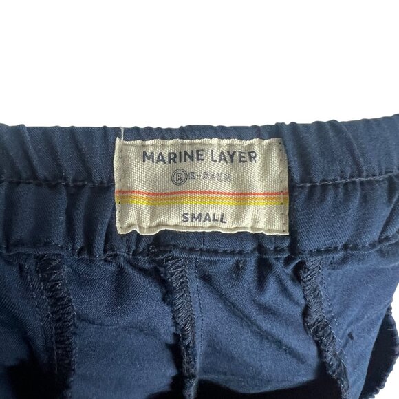 Marine Layer Re-Spun Women's Allison Dolphin Hem Cropped Pants in Navy Size S - Picture 7 of 11